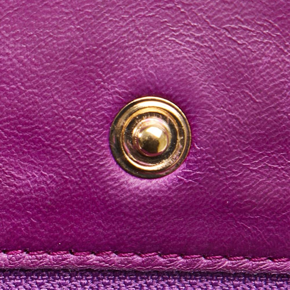 Chanel AB Chanel Purple Magenta Lambskin Leather Leather Quilted Lambskin Camellia Wallet On Chain France