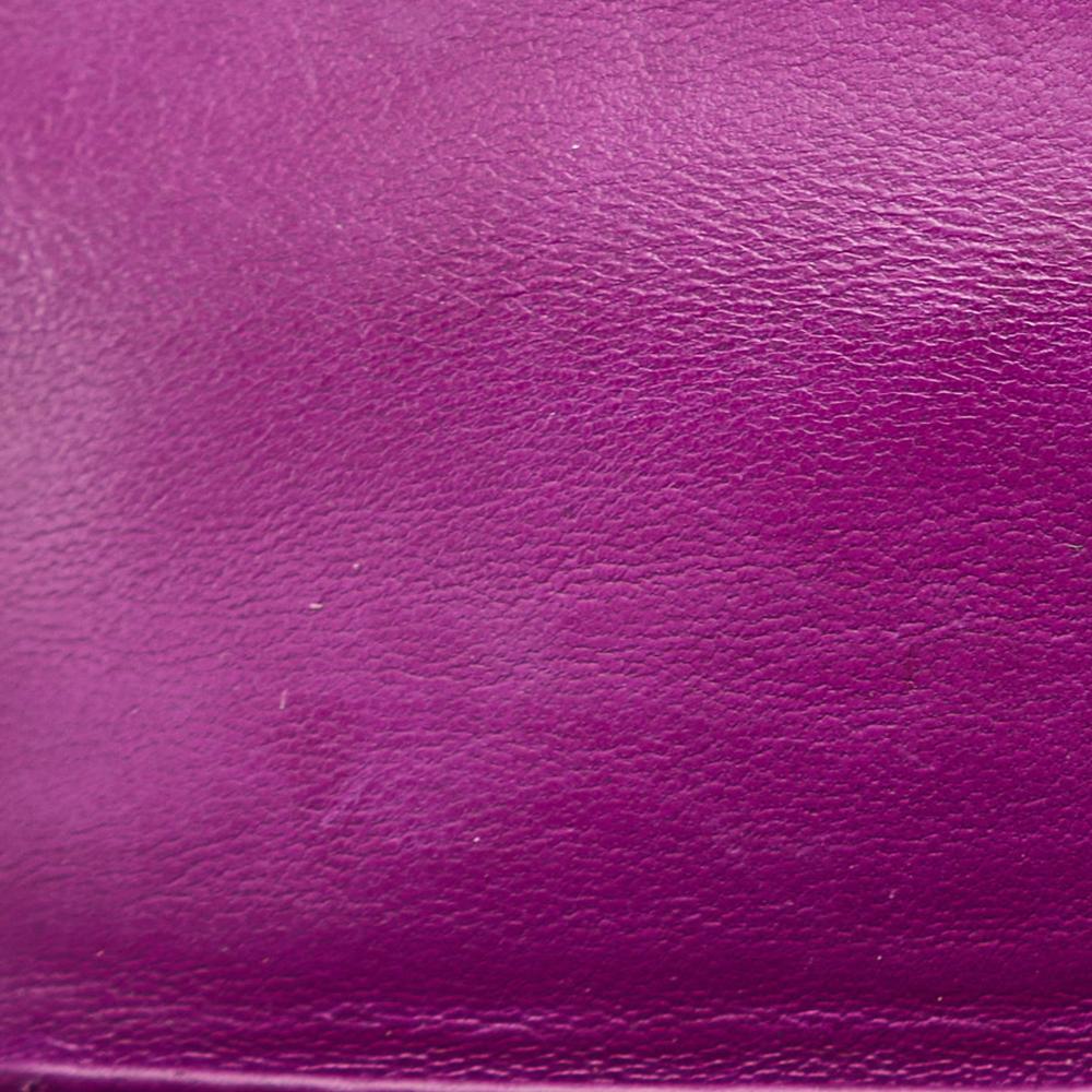 Chanel AB Chanel Purple Magenta Lambskin Leather Leather Quilted Lambskin Camellia Wallet On Chain France
