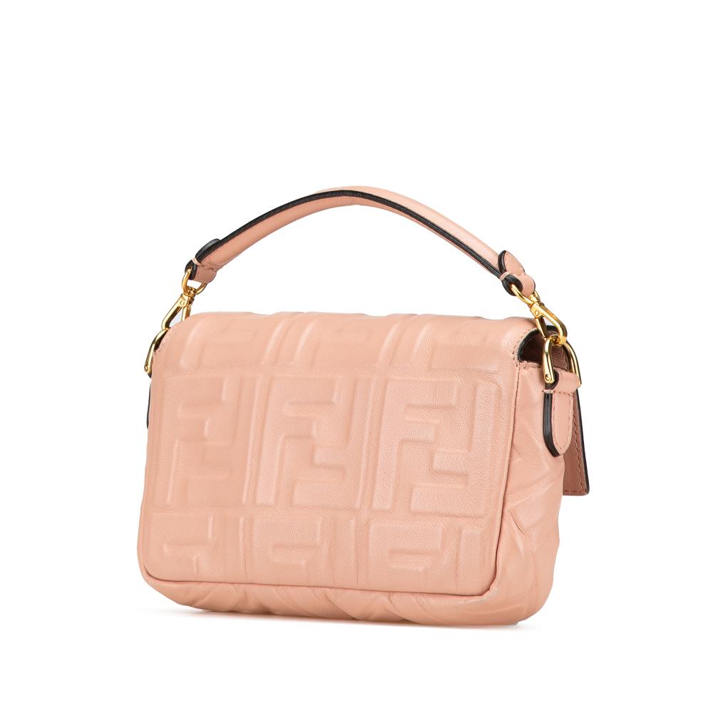 Fendi B Fendi Pink Light Pink Calf Leather Mini Zucca Embossed Baguette Satchel Italy