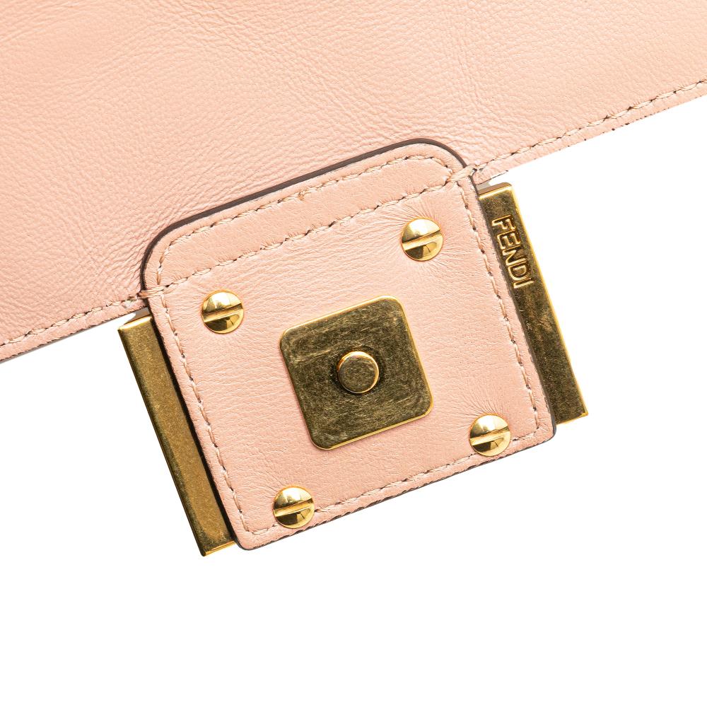 Fendi B Fendi Pink Light Pink Calf Leather Mini Zucca Embossed Baguette Satchel Italy