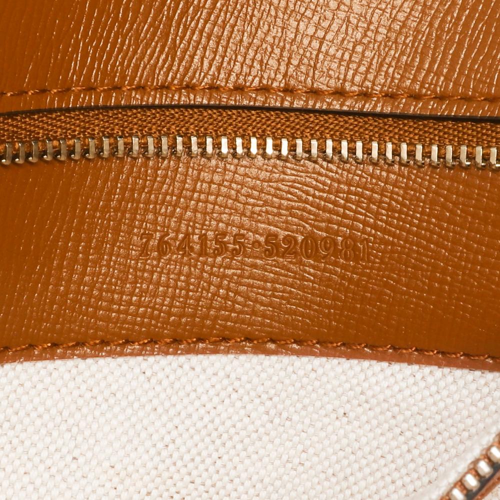 Gucci AB Gucci Brown Beige Canvas Fabric GG Asymmetric Horsebit 1955 Shoulder Bag Italy