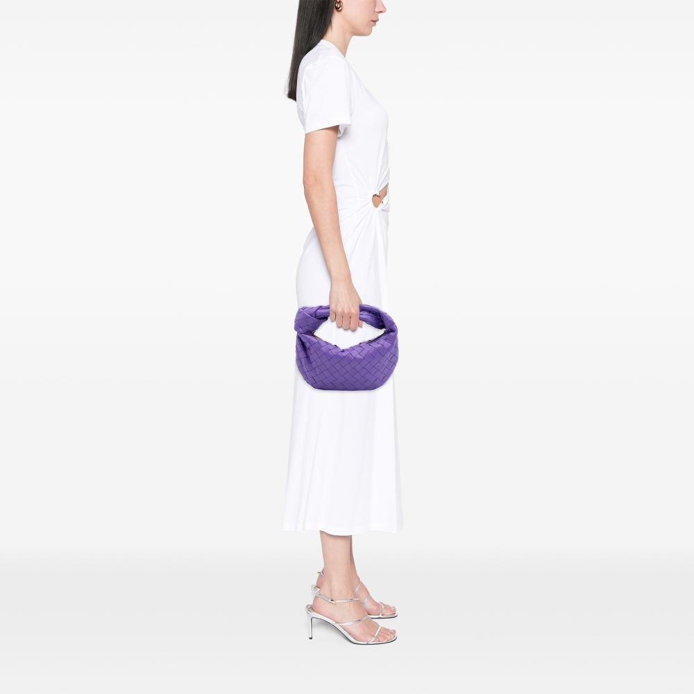 Bottega Veneta AB Bottega Veneta Purple Dark Purple Nappa Leather Leather Mini Nappa Intrecciato Jodie Italy