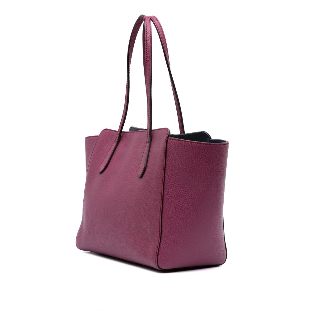 Gucci B Gucci Purple Magenta Calf Leather Medium Swing Tote Italy