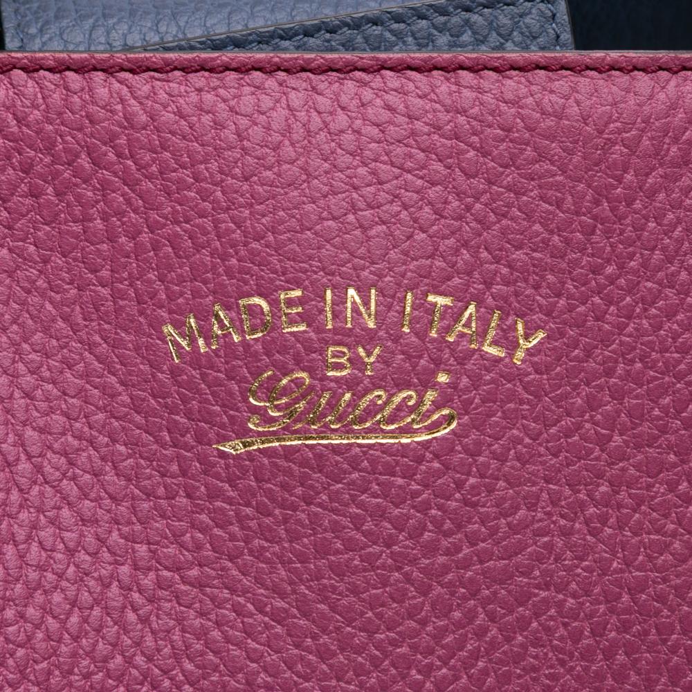 Gucci B Gucci Purple Magenta Calf Leather Medium Swing Tote Italy