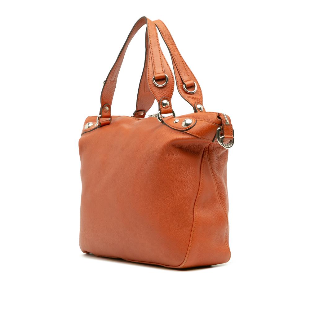 Gucci B Gucci Orange Calf Leather Large Pebbled skin Icon Bit Satchel Italy