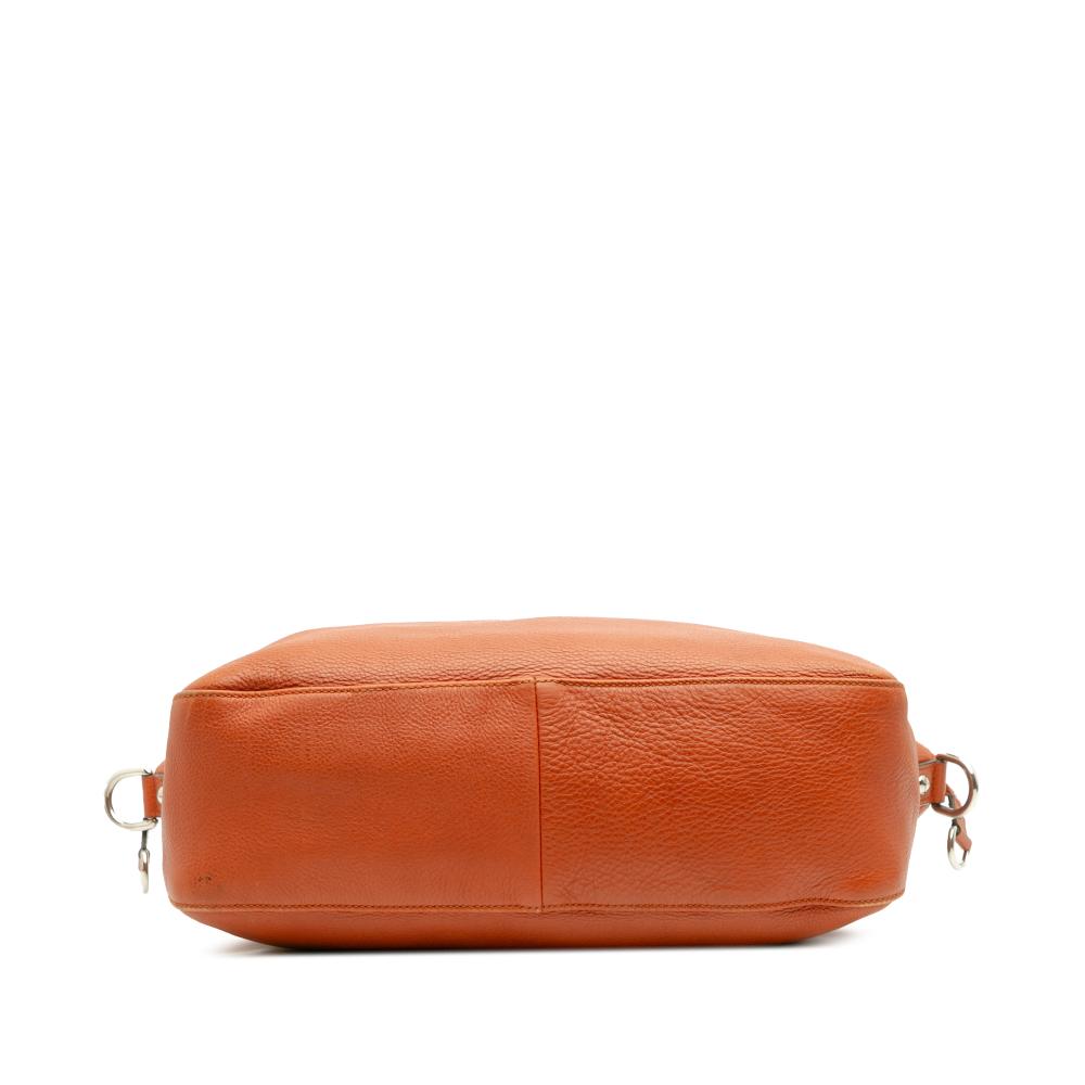 Gucci B Gucci Orange Calf Leather Large Pebbled skin Icon Bit Satchel Italy