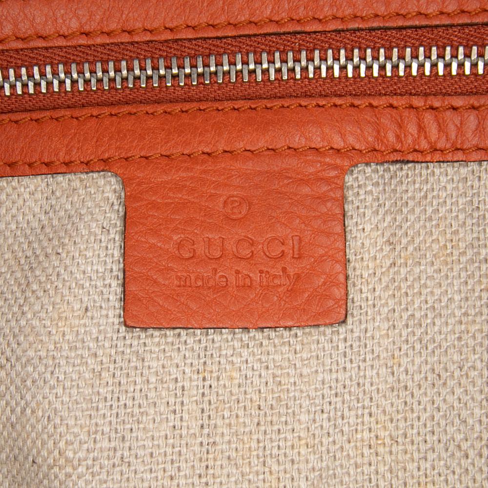 Gucci B Gucci Orange Calf Leather Large Pebbled skin Icon Bit Satchel Italy