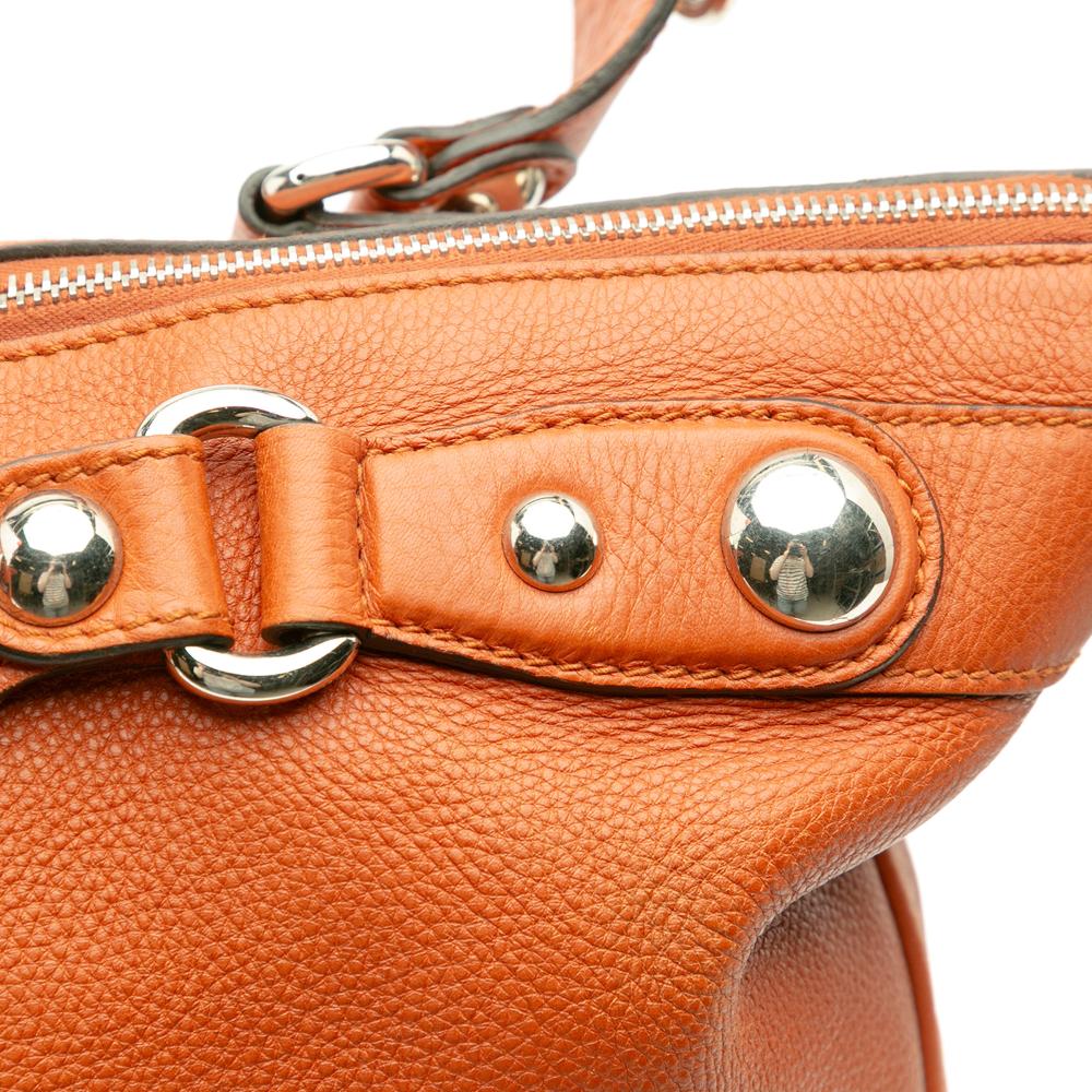 Gucci B Gucci Orange Calf Leather Large Pebbled skin Icon Bit Satchel Italy