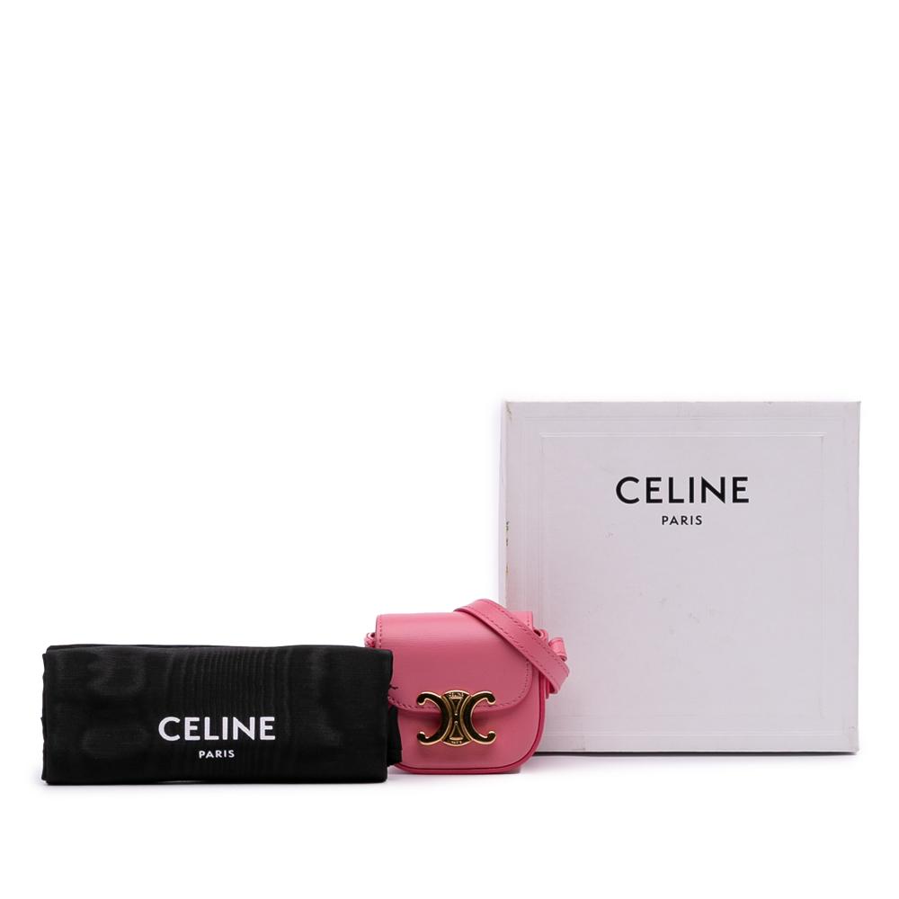 Celine B Celine Pink Calf Leather Mini Shiny skin Triomphe Crossbody Italy