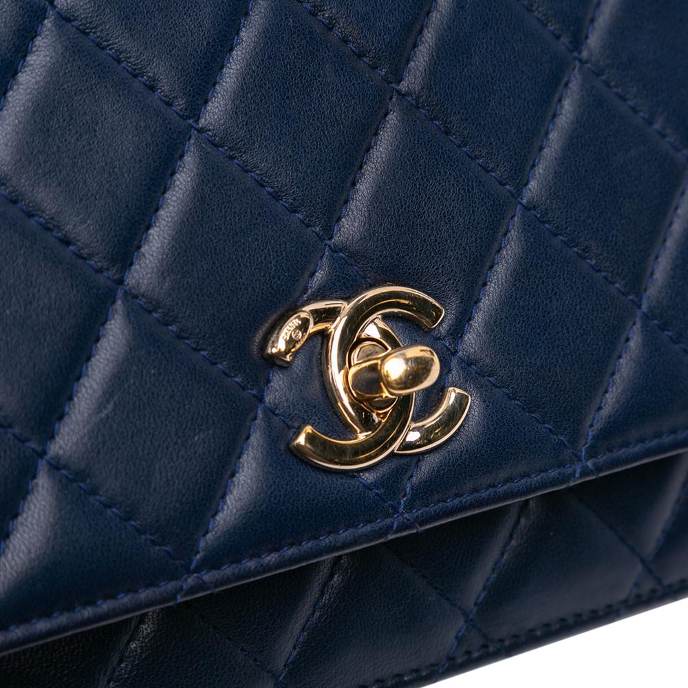 Chanel B Chanel Blue Navy Lambskin Leather Leather Lambskin Trendy CC Wallet On Chain Italy