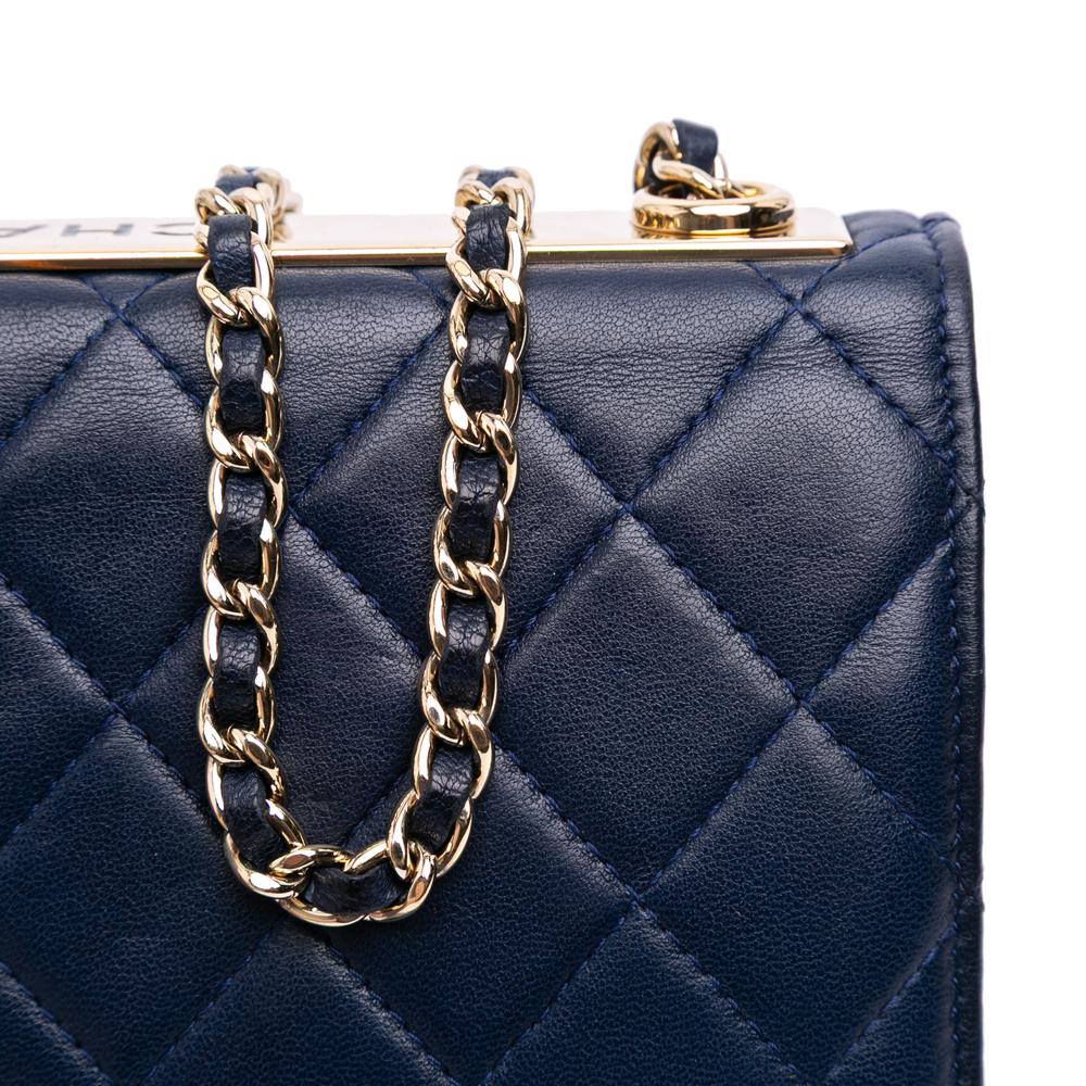 Chanel B Chanel Blue Navy Lambskin Leather Leather Lambskin Trendy CC Wallet On Chain Italy