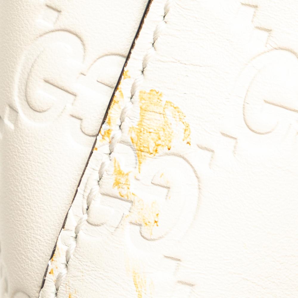 Gucci B Gucci White Ivory Calf Leather Guccissima Linea A Fold Over Satchel Italy