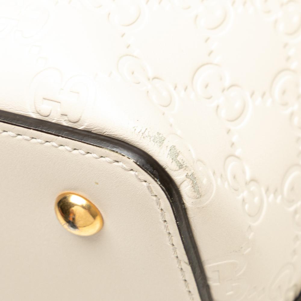 Gucci B Gucci White Ivory Calf Leather Guccissima Linea A Fold Over Satchel Italy