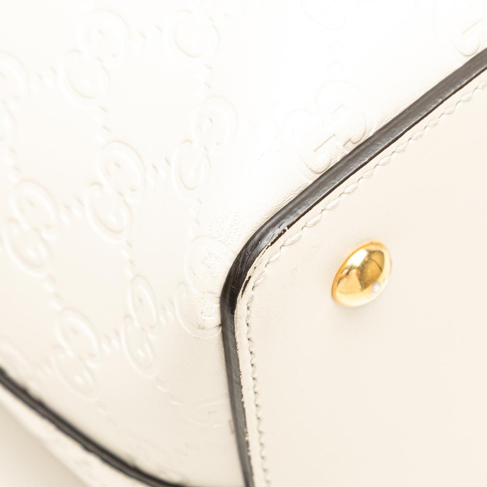 Gucci B Gucci White Ivory Calf Leather Guccissima Linea A Fold Over Satchel Italy