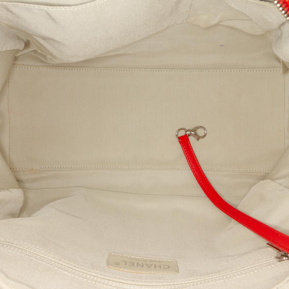 Chanel AB Chanel Red Lambskin Leather Leather Quilted Washed Lambskin Chain Around Bowler Italy