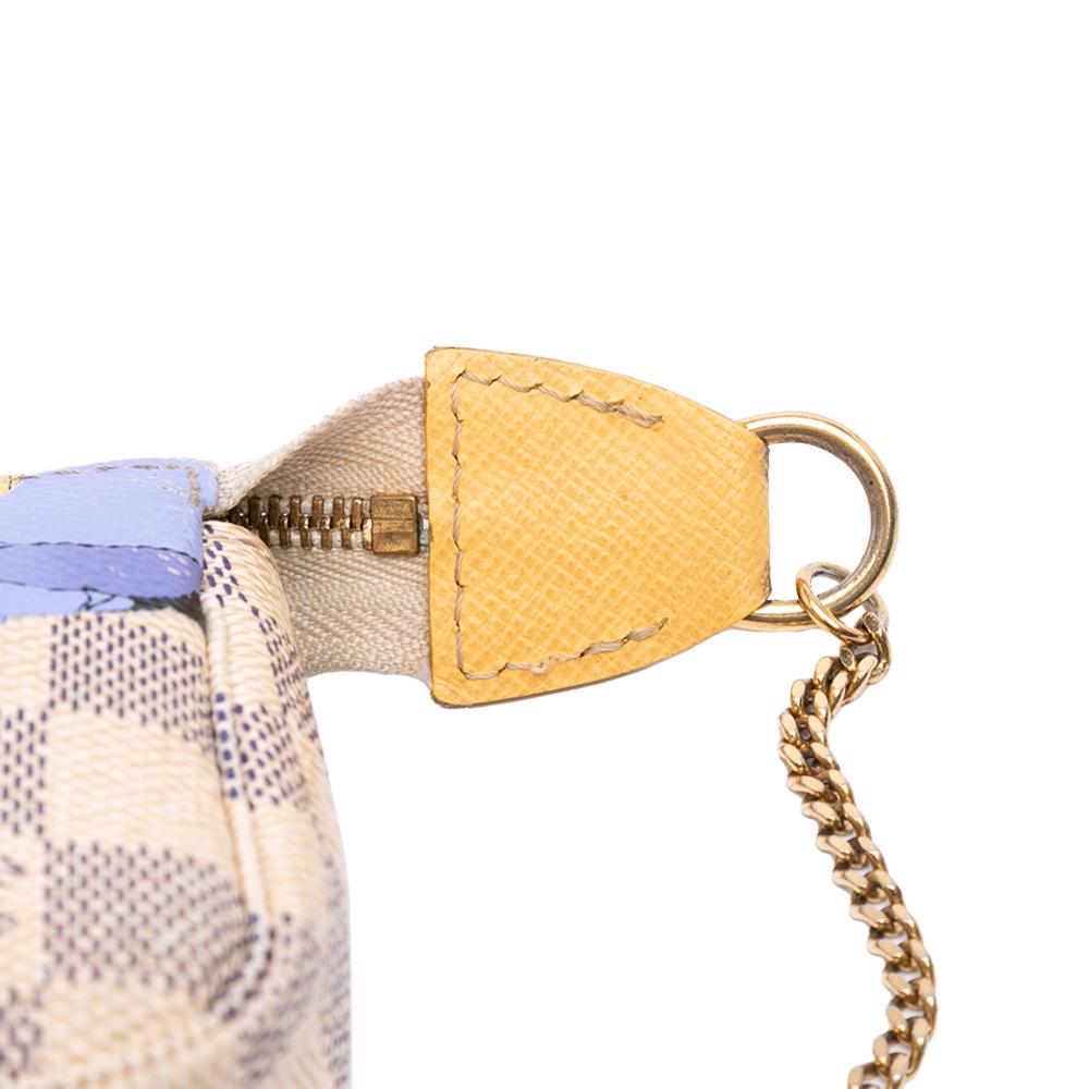 Louis Vuitton B Louis Vuitton White Damier Canvas Fabric Damier Azur Illustre Mini Pochette Accessoires France