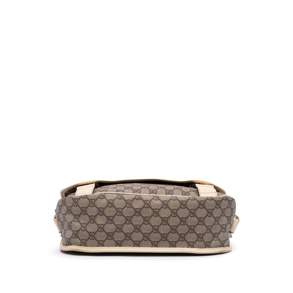 Gucci B Gucci Brown Beige Coated Canvas Fabric GG Supreme Crossbody Italy
