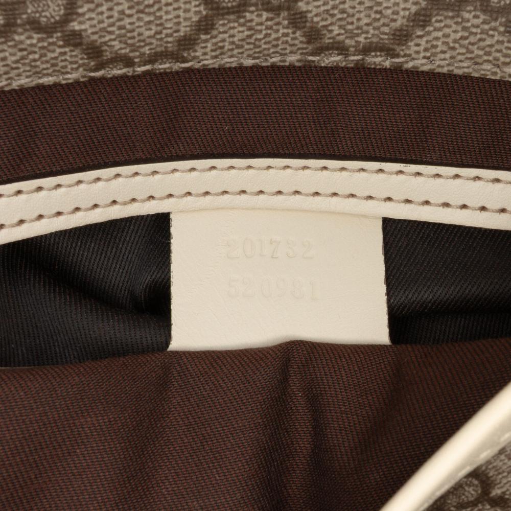 Gucci B Gucci Brown Beige Coated Canvas Fabric GG Supreme Crossbody Italy