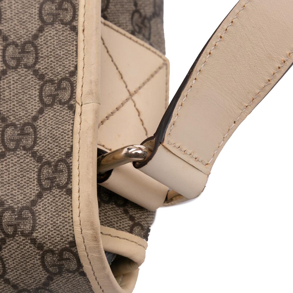 Gucci B Gucci Brown Beige Coated Canvas Fabric GG Supreme Crossbody Italy