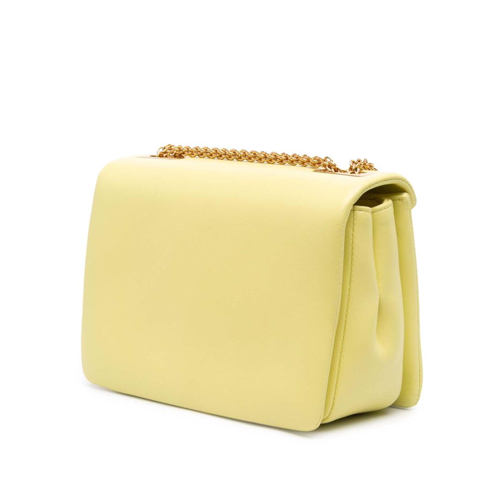 Valentino AB Valentino Yellow Light Yellow Nappa Leather Leather Nappa One Stud Chain Shoulder Bag Italy
