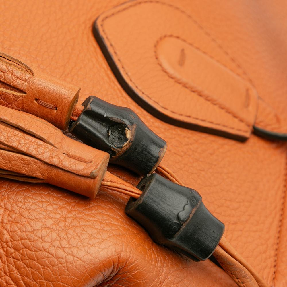 Gucci B Gucci Orange Calf Leather Lady Tassel Top Handle Bag Italy