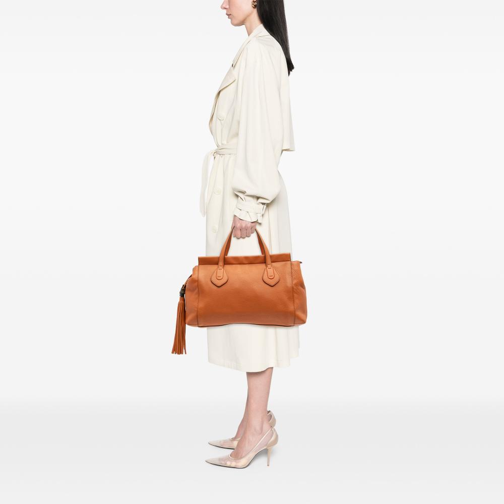 Gucci B Gucci Orange Calf Leather Lady Tassel Top Handle Bag Italy