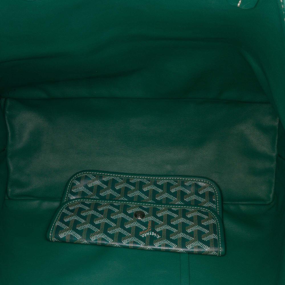Goyard B Goyard Green Coated Canvas Fabric Goyardine Reversible Anjou PM France