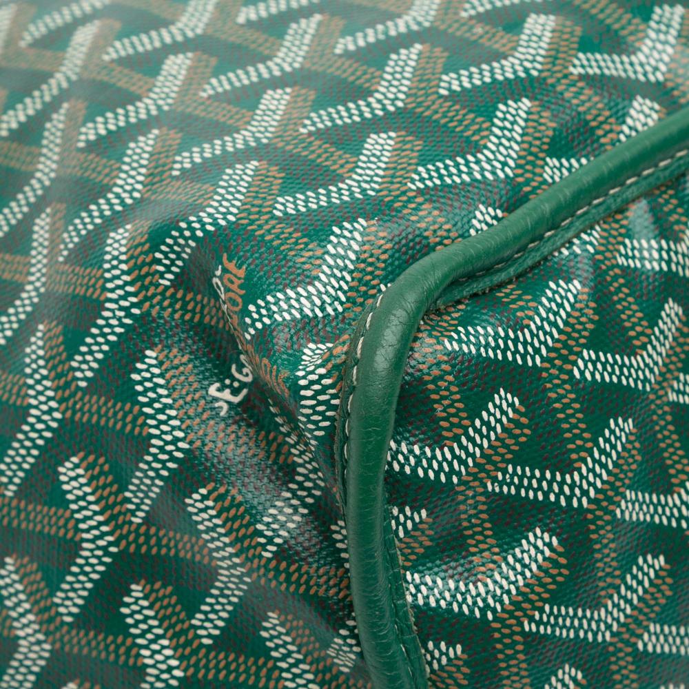 Goyard B Goyard Green Coated Canvas Fabric Goyardine Reversible Anjou PM France
