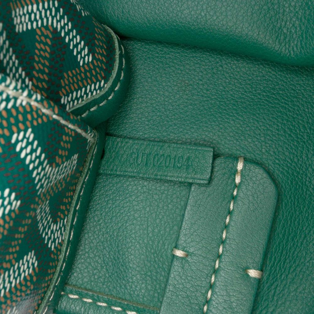Goyard B Goyard Green Coated Canvas Fabric Goyardine Reversible Anjou PM France