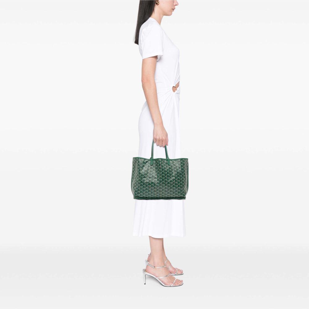 Goyard B Goyard Green Coated Canvas Fabric Goyardine Reversible Anjou PM France