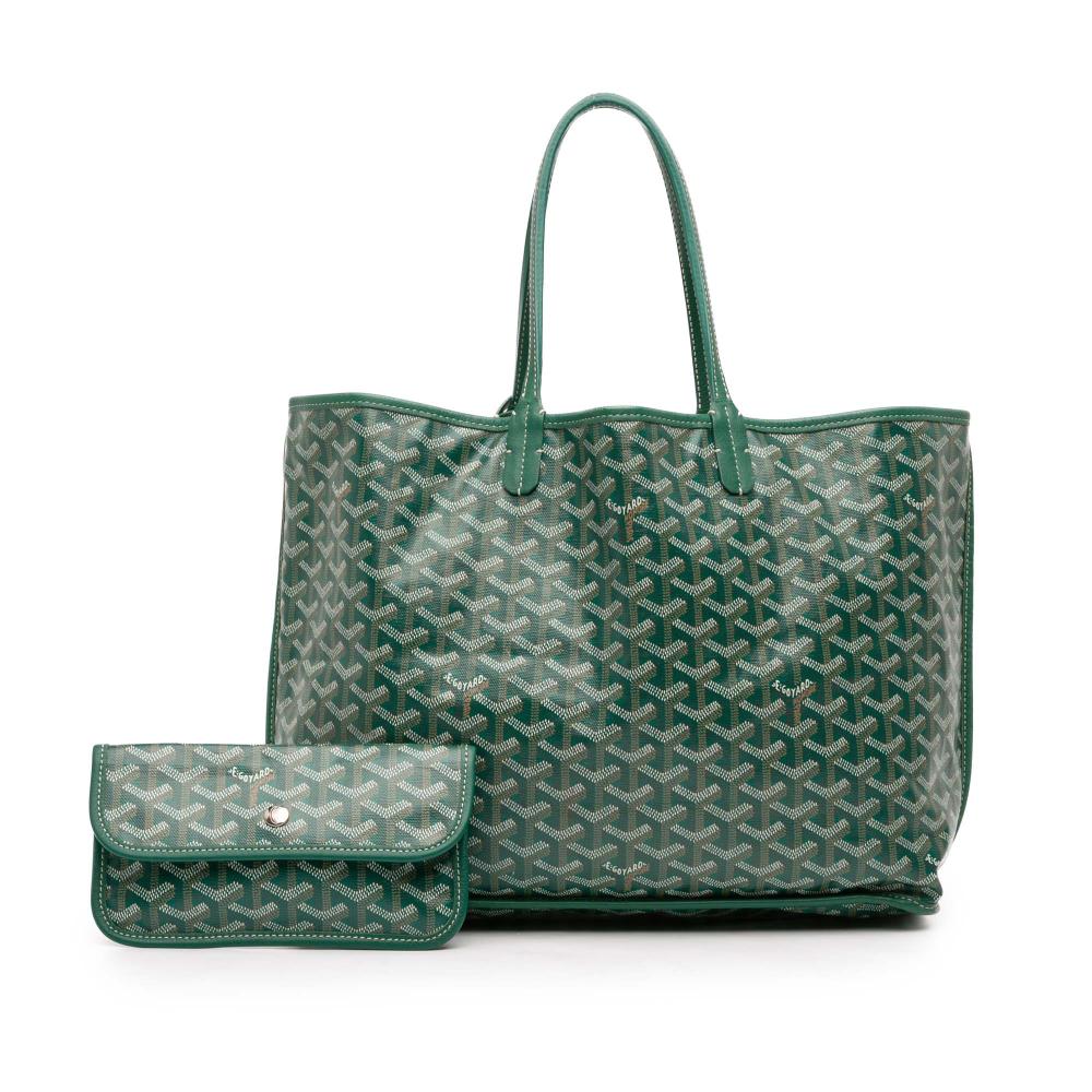 Goyard B Goyard Green Coated Canvas Fabric Goyardine Reversible Anjou PM France