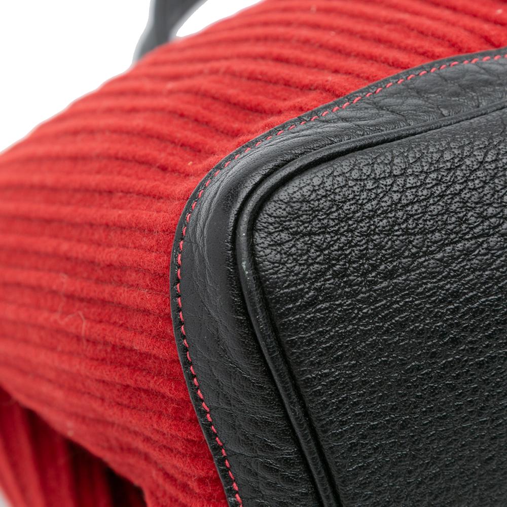 Hermès AB Hermès Red with Black Wool Fabric Ribbed and Negonda Garden Party Voyage 49 France