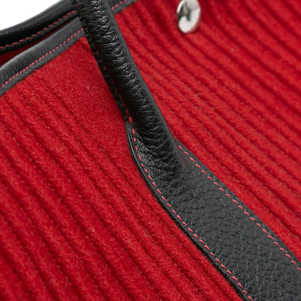Hermès AB Hermès Red with Black Wool Fabric Ribbed and Negonda Garden Party Voyage 49 France