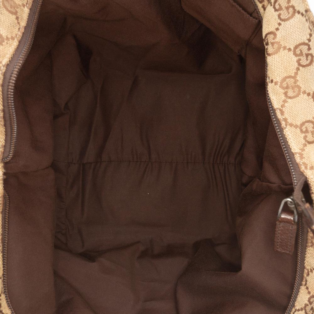 Gucci B Gucci Brown Beige Canvas Fabric GG Web Tote Italy