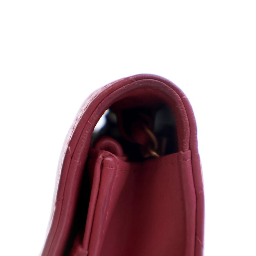 Chanel B Chanel Pink Dark Pink Lambskin Leather Leather Classic Lambskin Wallet on Chain France