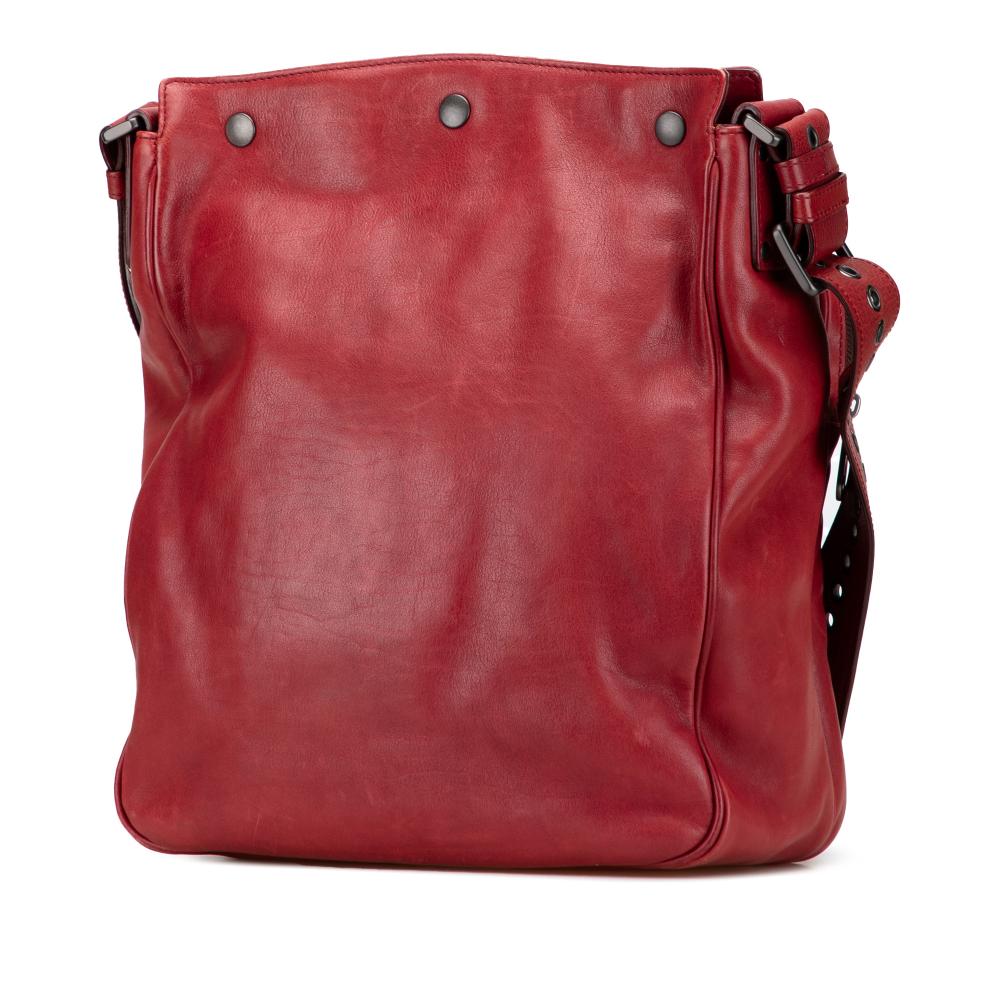 Bottega Veneta B Bottega Veneta Red Nappa Leather Leather Nappa Intrecciato Grommet Crossbody Italy