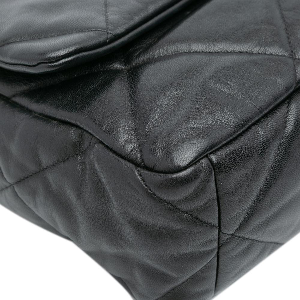 Chanel B Chanel Black Lambskin Leather Leather Large Lambskin 19 Flap Italy