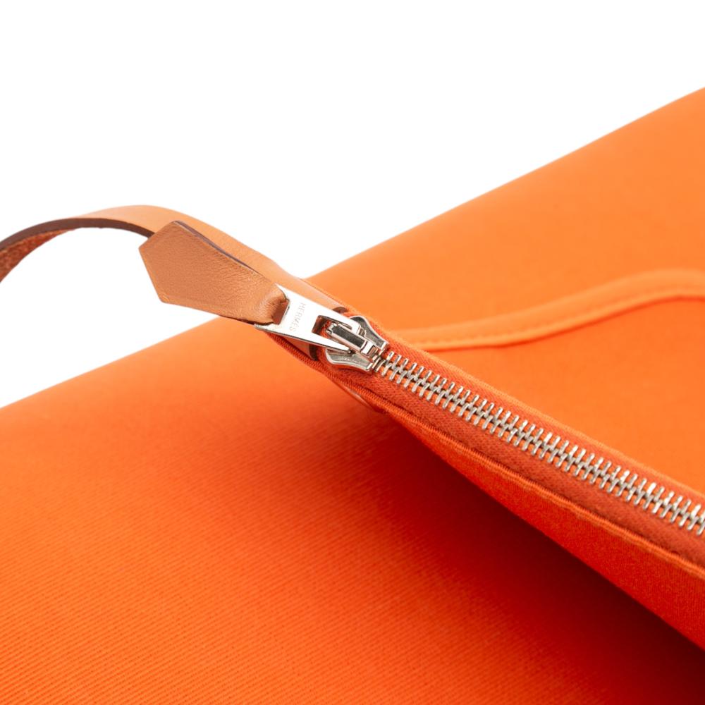 Hermès B Hermès Orange with Brown Canvas Fabric Toile Herbag Zip 31 France