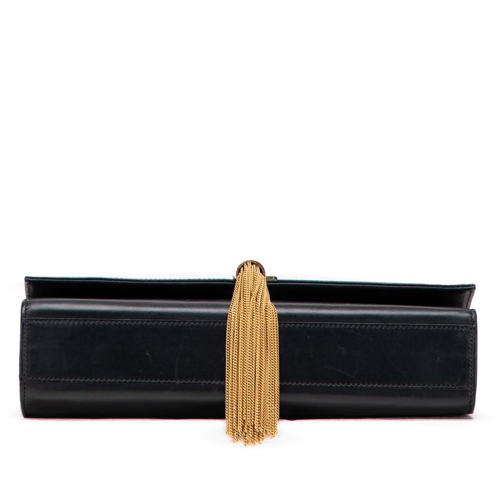 Saint Laurent B Saint Laurent Black Calf Leather Medium Smooth skin Classic Monogram Kate Tassel Crossbody Italy