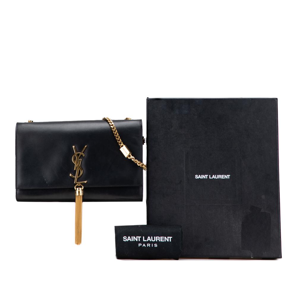 Saint Laurent B Saint Laurent Black Calf Leather Medium Smooth skin Classic Monogram Kate Tassel Crossbody Italy