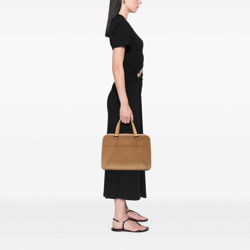 Louis Vuitton B Louis Vuitton Brown Light Brown Calf Leather Monogram Mat Malden France