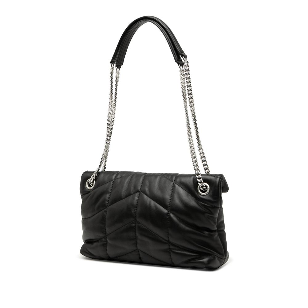 Saint Laurent B Saint Laurent Black Lambskin Leather Leather Small Lambskin Loulou Puffer Shoulder Bag Italy