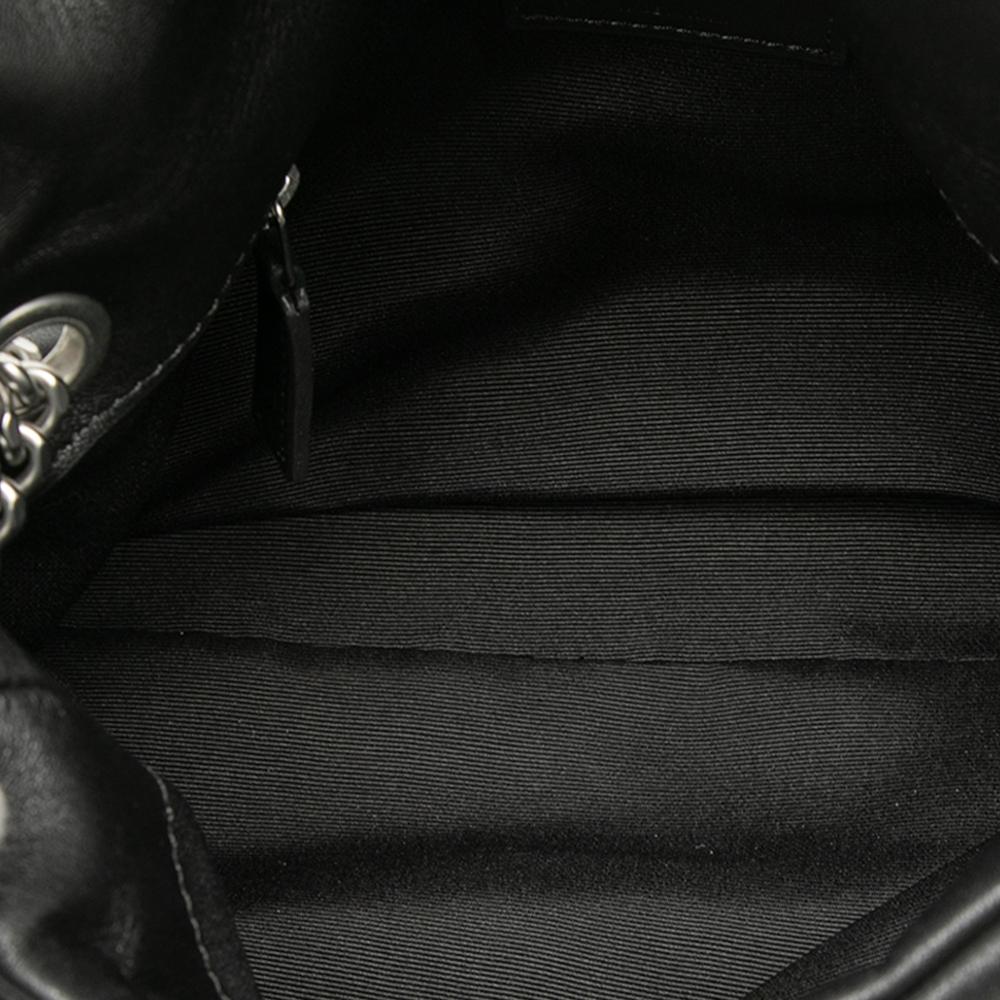 Saint Laurent B Saint Laurent Black Lambskin Leather Leather Small Lambskin Loulou Puffer Shoulder Bag Italy