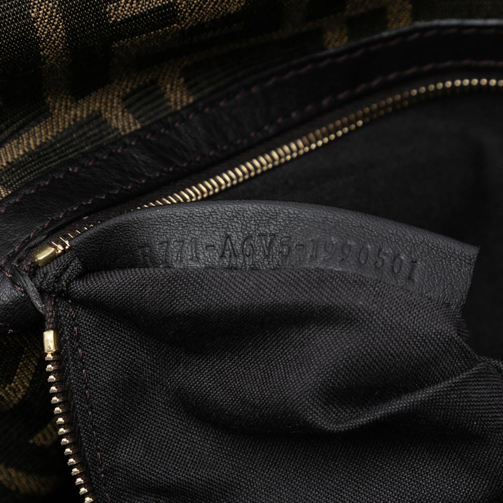 Fendi AB Fendi Brown Canvas Fabric Large Zucca Baguette Satchel Italy