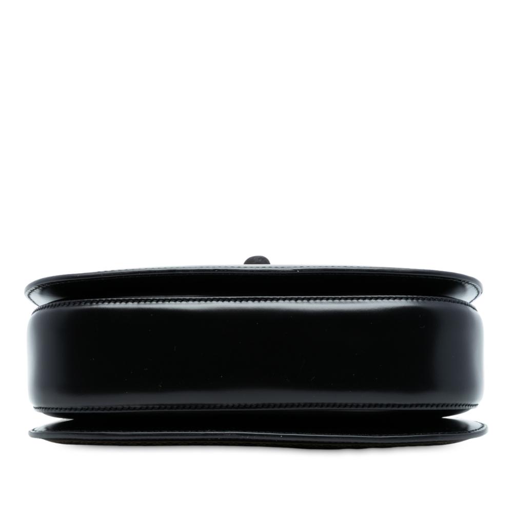 Gucci AB Gucci Black Calf Leather skin Frame Print Bamboo Top Handle Bag Italy