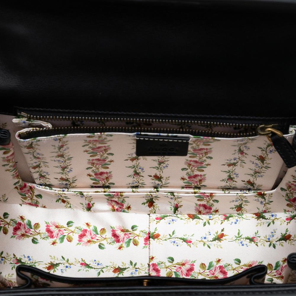 Gucci AB Gucci Black Calf Leather skin Frame Print Bamboo Top Handle Bag Italy