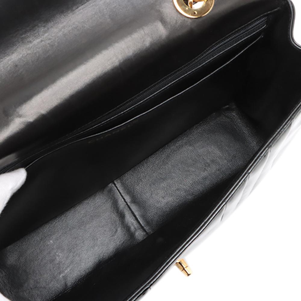 Chanel B Chanel Black Patent Leather Leather Jumbo Patent Vertical Quilt Mademoiselle Flap France