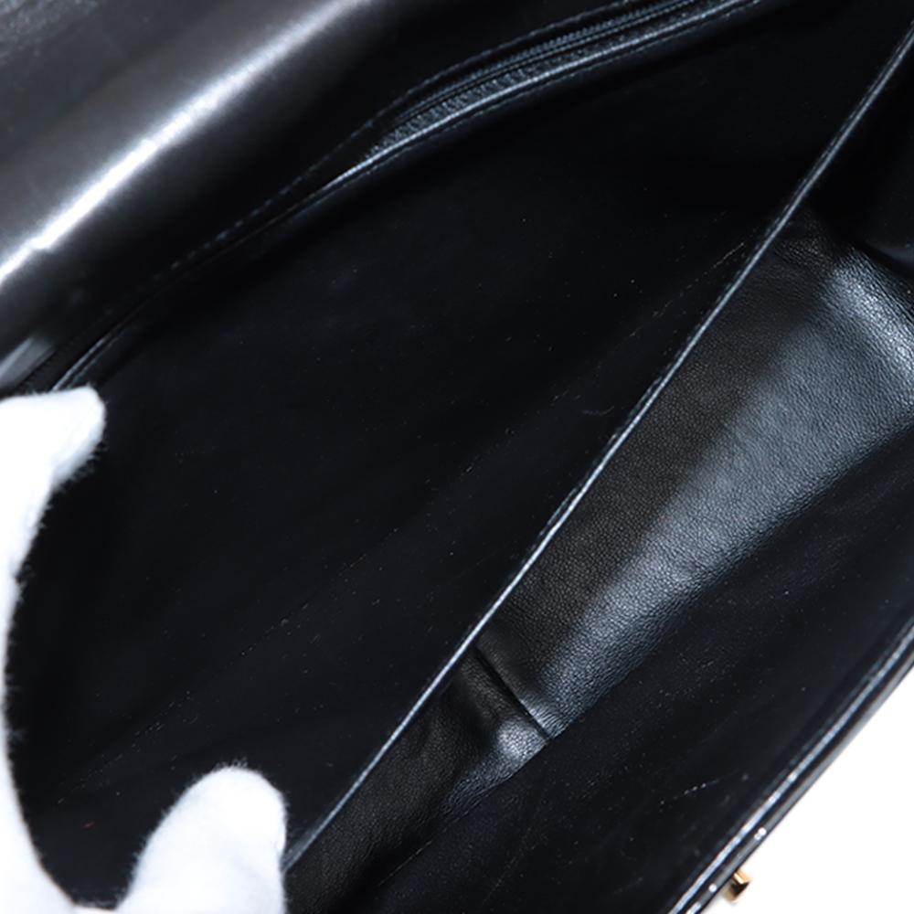 Chanel B Chanel Black Patent Leather Leather Jumbo Patent Vertical Quilt Mademoiselle Flap France