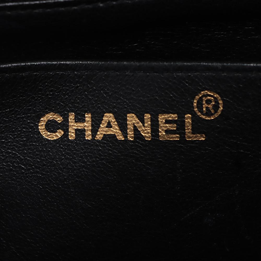 Chanel B Chanel Black Patent Leather Leather Jumbo Patent Vertical Quilt Mademoiselle Flap France