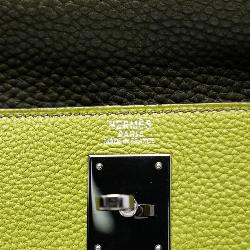 Hermès AB Hermès Green Light Green Calf Leather Tricolor Togo Kelly II Retourne 32 France